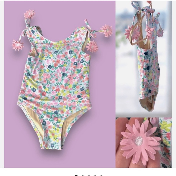 Shade Critters Palm Beach Other - Shade Critters Floral One-Piece Swimsuit with Pink Flower Accents